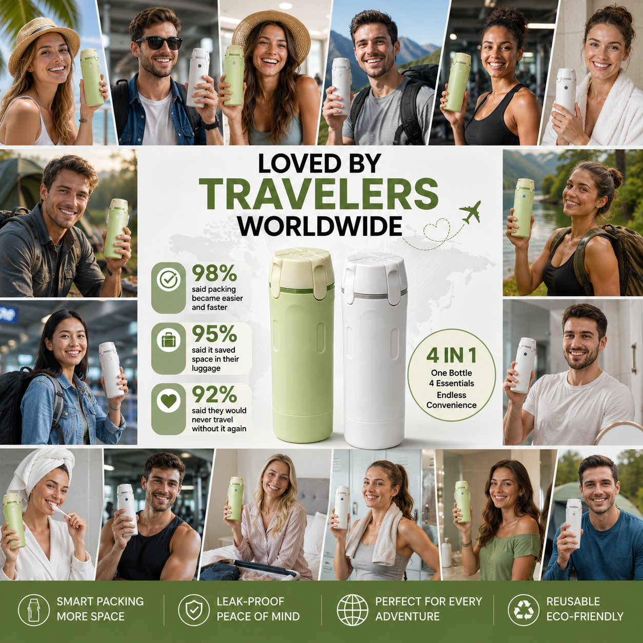 4 In 1 Travel Dispenser Bottle ( The TravelNest™ Way )