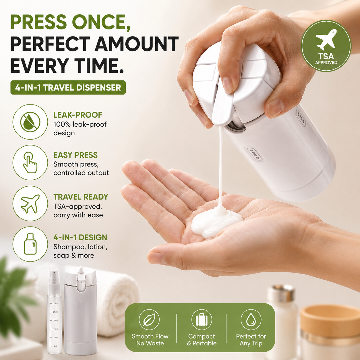 4 In 1 Travel Dispenser Bottle ( The TravelNest™ Way )